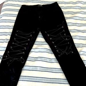 Black lace up jeans